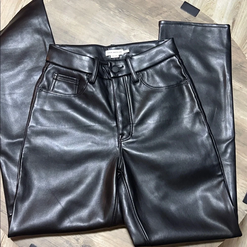 Woman’s good American Black Leather Jeans